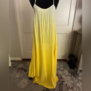 Summer Dress Nation Ltd “Lila” Yellow Cotton Beach Sundress Maxi Length  Size M